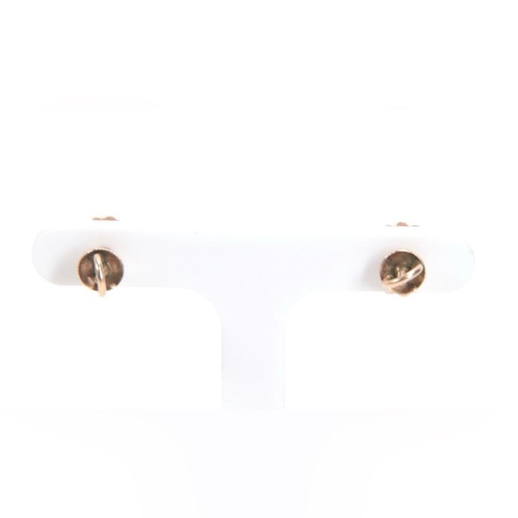 Antique 14K Yellow Gold Turquoise & Seed Pearl Earrings - Picture 3 of 4